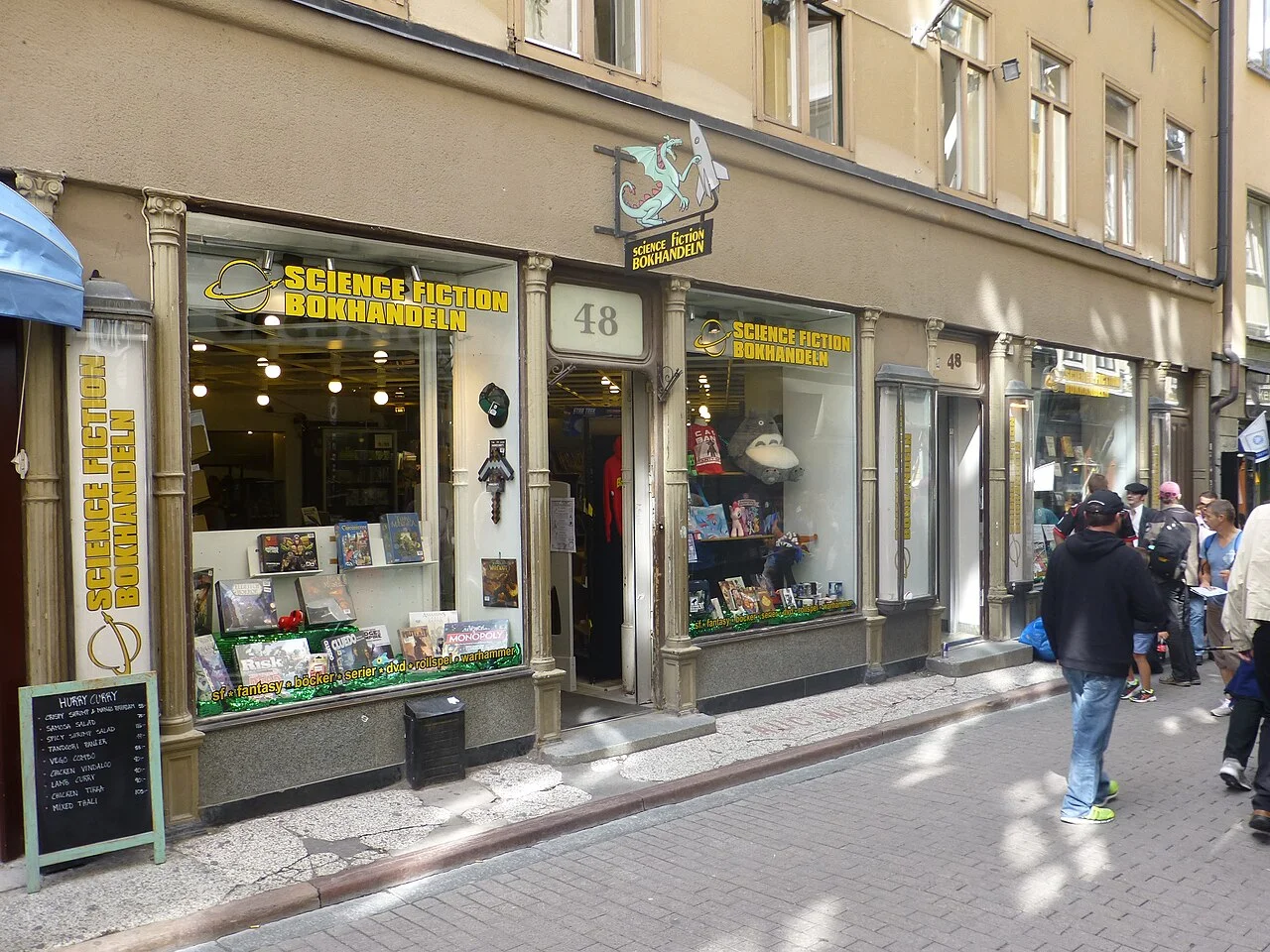 Science Fiction Bokhandeln på Västerlånggatan, fotograferat 2014.